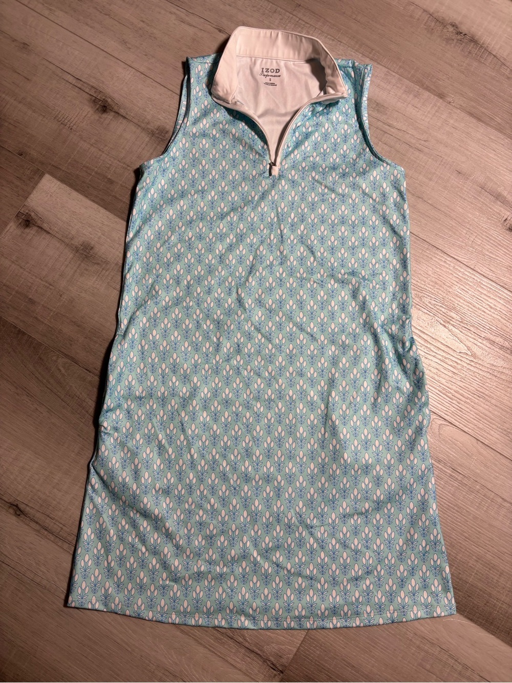 IZOD Performance Golf Dress Sleeveless Quarter Zip Floral Print Sz Small